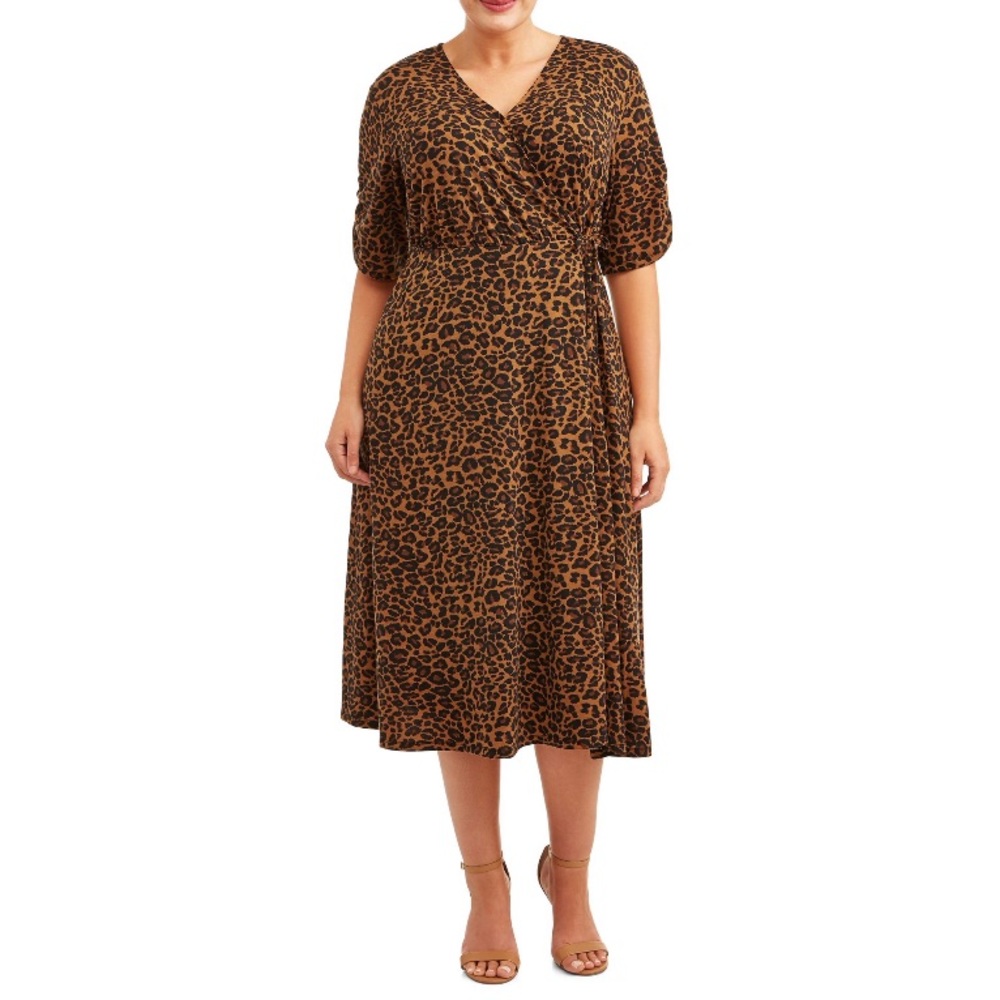 NWT Style & Co Leopard Print Faux Wrap Dress